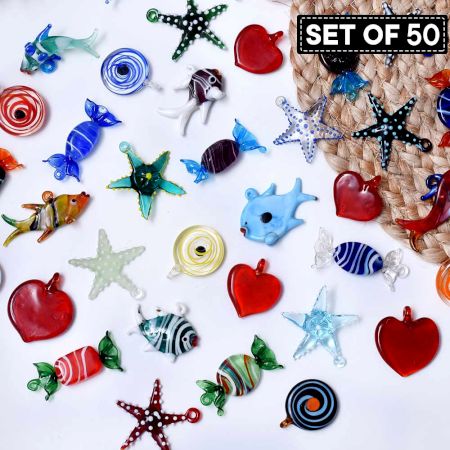 Figurines Glass Tiny Christmas Ornaments For Kids In Assorted Styles Set of 50 Pcs